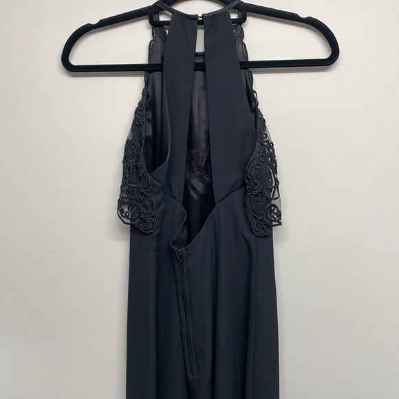 Vintage 90’s Betsy & Adam High Neck Halter Soutache Formal Long Gown Dress 3/4 - Picture 5 of 16